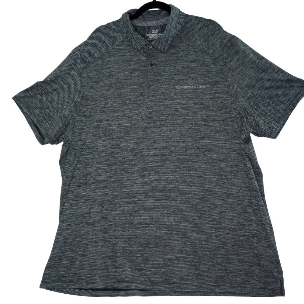 Vineyard Vines Shirt Golf Polo Men's Performance 2XL Dark Gray Striped